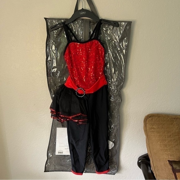 Revolution Dancewear "Lose Yourself to Dance" costume red & black sequins, MC. - Picture 10 of 16